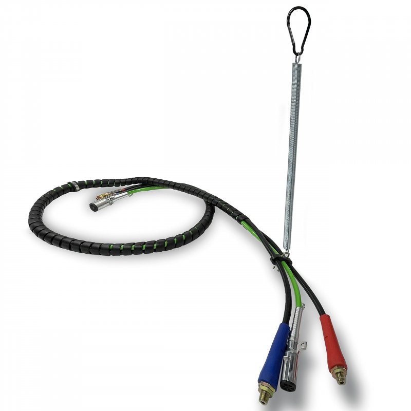 Torque 15ft 3 In 1 Abs Air Power Line Hose Wrap 7 Way Electrical Cable With Handle Grip 25 Tender Spring For Semi Truck Trailer