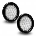 True Mods 2pc 4 Round White 24 Led Trailer Tail Lights Dot Certified Grommet Plug Included Ip67 Waterproof Reverse Back Up For 