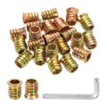 100 Pcs Threaded Insert For Wood 3 8 16 Carbon Steel Studs Hex Socket Drive Nut Inserts Screw In Fastener Connector With Wrench 