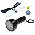 Hqrp 68 Led Flashlight 395nm Blacklight W Clear Lens Safety Glasses For Rocks Stones Illumination Glow Fluorescence Plus Sun