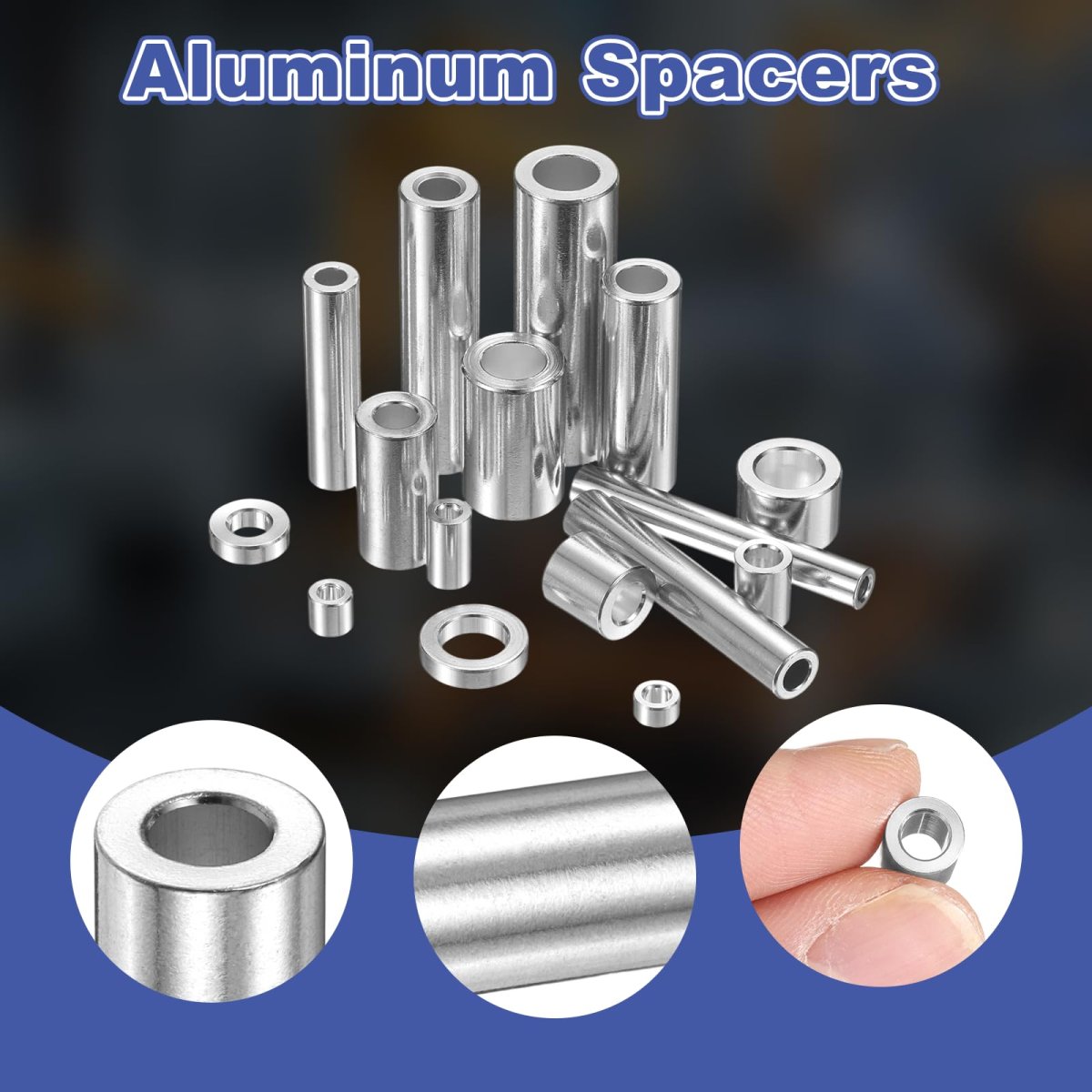 16 Pcs Aluminum Spacer 3 In Id X 8 Od 1 4 Length Round Metal Screw Standoff Bushing Plain Finish Unthreaded For M5 Screws Bolts