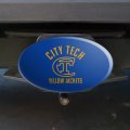 New York City College Of Technology Yellow Jackets Logo Oval Tow Hitch Cover Trailer Plug Insert 2