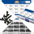 Baluue 1 Box 450pcs Black Pa Round Head Self-tapping Cross Wood Screws Carbon Steel Self Threading Bolts Tapping Metal Tek