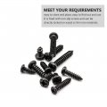 Baluue 1 Box 450pcs Black Pa Round Head Self-tapping Cross Wood Screws Carbon Steel Self Threading Bolts Tapping Metal Tek