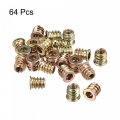 Uxcell M6x13mm Threaded Inserts For Wood Hex Socket Drive Furniture Screw-in Nut 64pcs