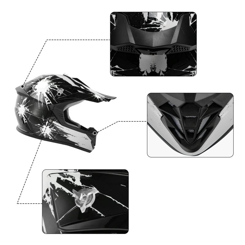 Tcmt Dot Youth Kids Motocross Offroad Street Helmet Full Face Motorcycle Atv Dirt Bike Gloves Goggles