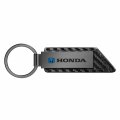 Ipick Image Compatible With Honda Blue Logo Gunmetal Black Gray Metal Plate Carbon Fiber Texture Leather Key Chain