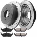 Motorbymotor 348mm Rear Brake Kit Rotors And Ceramic Pads Replacement For 2004-2011 Ford F-150 2006-2008 Lincoln Mark Lt 