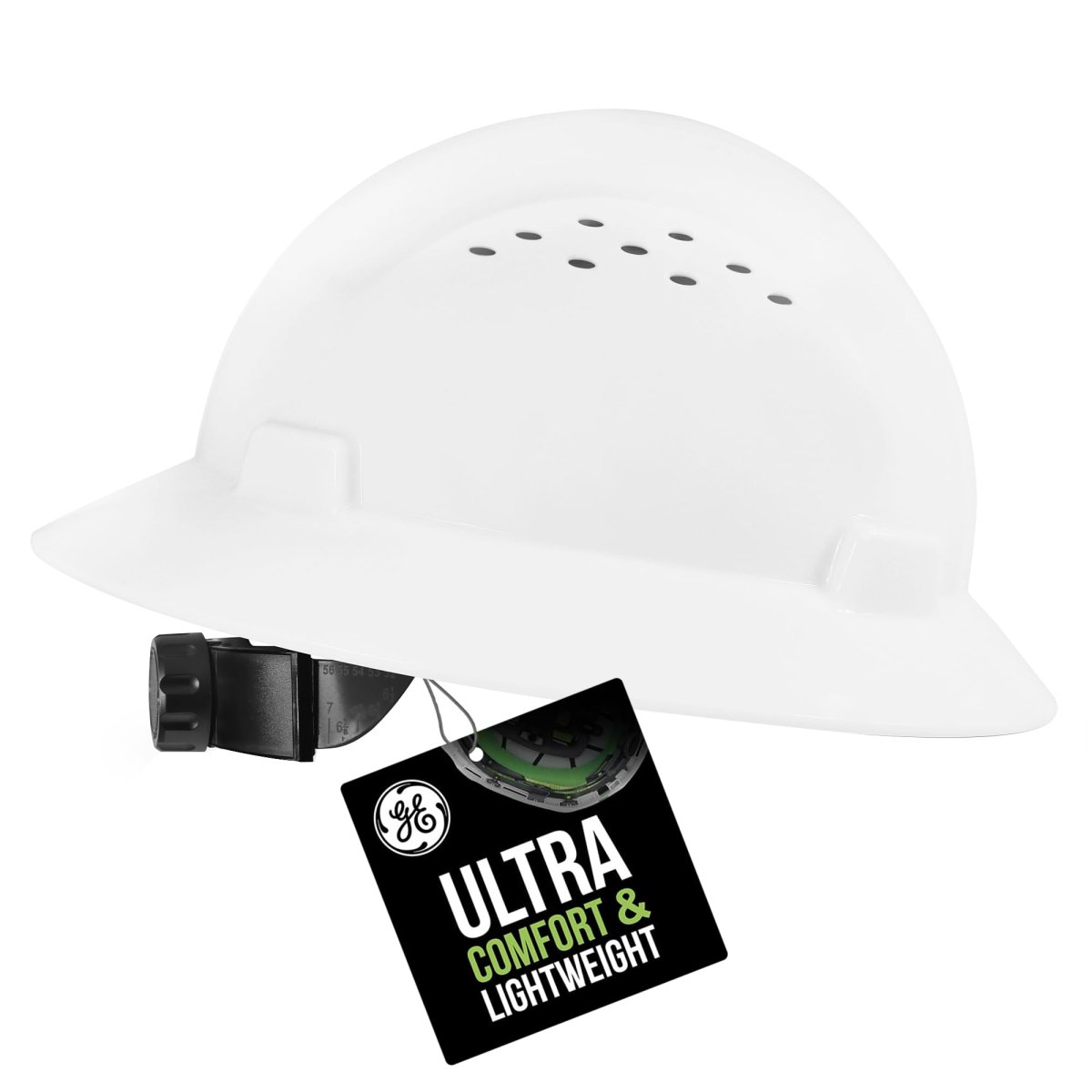 Ge Hard Hat Full Brim Padded 4-point Ratchet Suspension Ansi Z89 1-2014 Safety Hats For Men Impact Resistant Durable