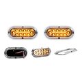 2 Pack Of Long Haul Clear Amber 6 Oval Surface Mount Stop Tail Turn Led W Chrome Bezel 