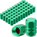 Universal Tire Valve Stem Caps For Car Suv Bike Motorcycle 50 Pcs Green Aluminum Metal Dustproof Leak Proof Hexagon With Rubber 