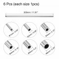 Uxcell 304 Stainless Steel Tube 1mm 2mm 3mm 4mm 5mm 6mm Od 15mm 0 Wall Thickness 300mm Length Pack Of 6