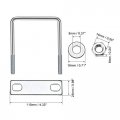 Uxcell Square U-bolts 3-1 8 80mm Inner Width Carbon Steel M8 With Nuts Frame Plate Round Washers 4 Set