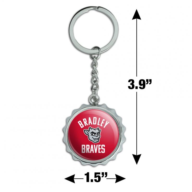 Bradley University Braves Keychain Chrome Plated Metal Pop Cap Bottle Opener