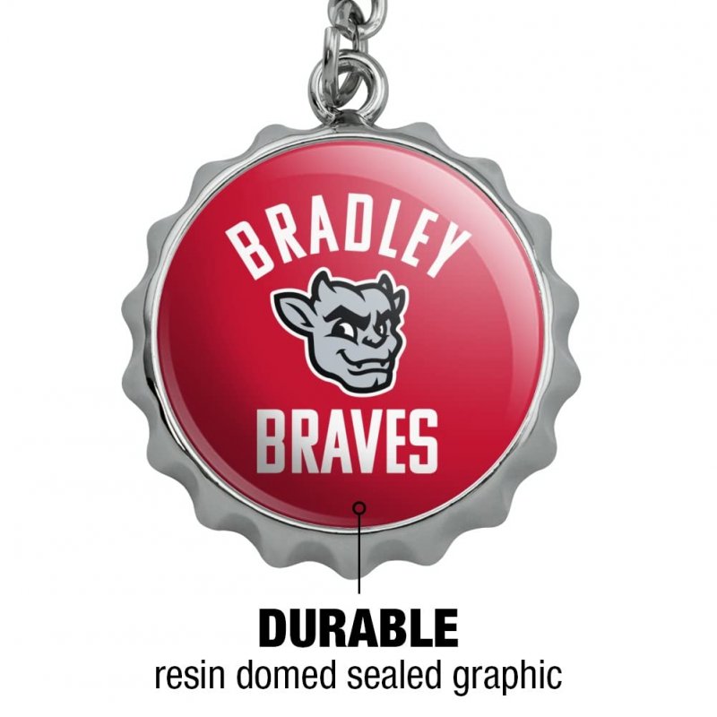 Bradley University Braves Keychain Chrome Plated Metal Pop Cap Bottle Opener
