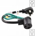 Ac Works 30 Amp 4-prong Dryer Wall Outlet Adapter To 3-prong 30a Plug