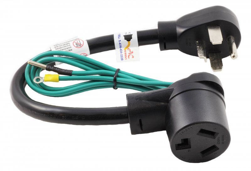 Ac Works 30 Amp 4-prong Dryer Wall Outlet Adapter To 3-prong 30a Plug