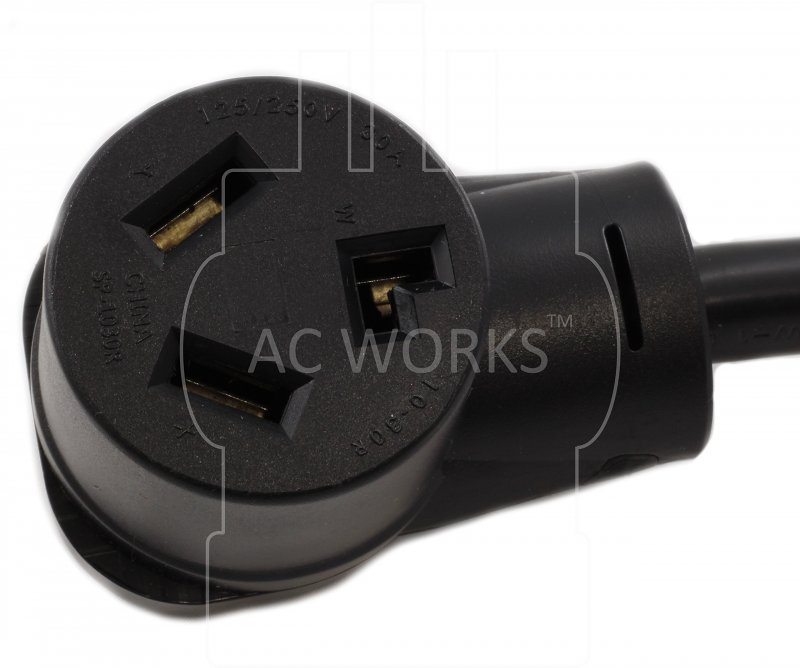Ac Works 30 Amp 4-prong Dryer Wall Outlet Adapter To 3-prong 30a Plug