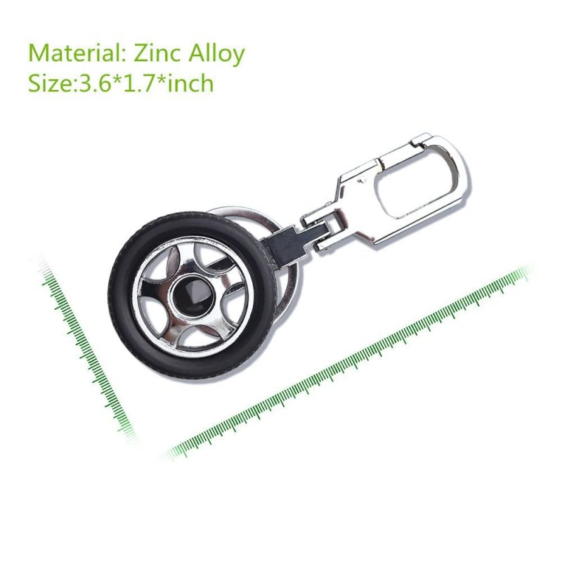 K-kang 2pcs Creative Auto Model Wheel Rim Rotatable Keychain Tyre Car