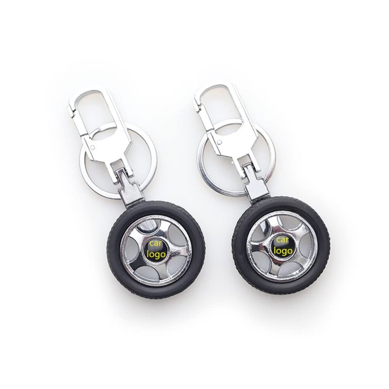 K-kang 2pcs Creative Auto Model Wheel Rim Rotatable Keychain Tyre Car