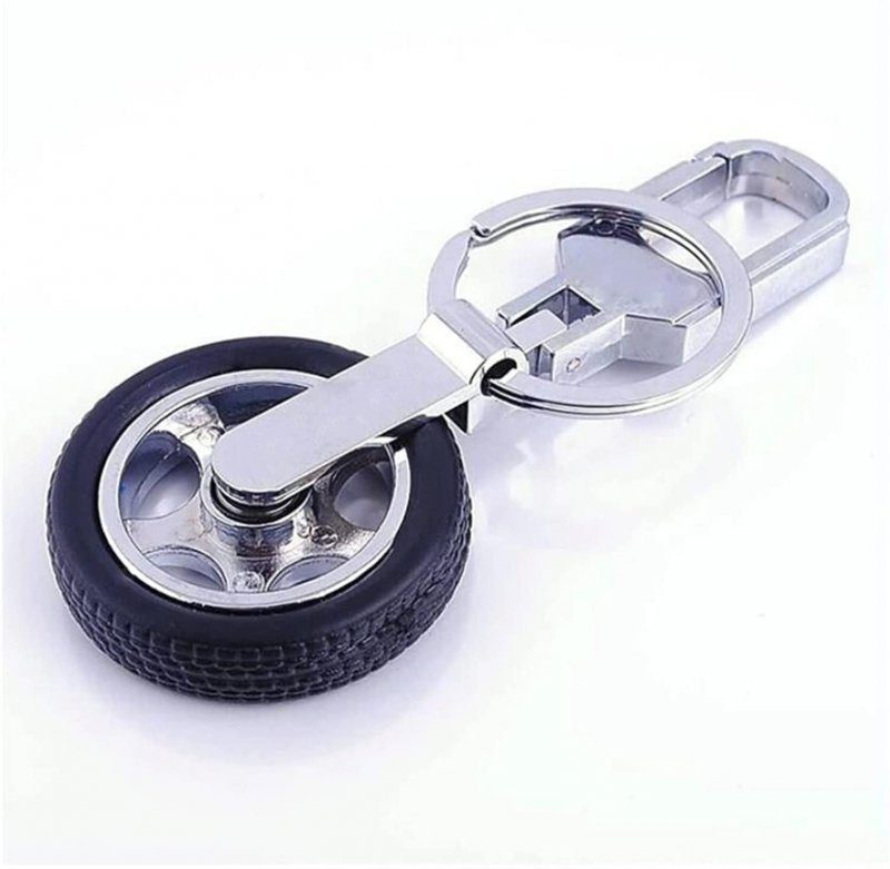 K-kang 2pcs Creative Auto Model Wheel Rim Rotatable Keychain Tyre Car