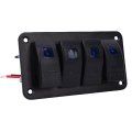 Pre Wired 4 Gang Aluminum Rocker Switch On Off Boat Blue Backlit For Automotive Car Marine Rv Applications