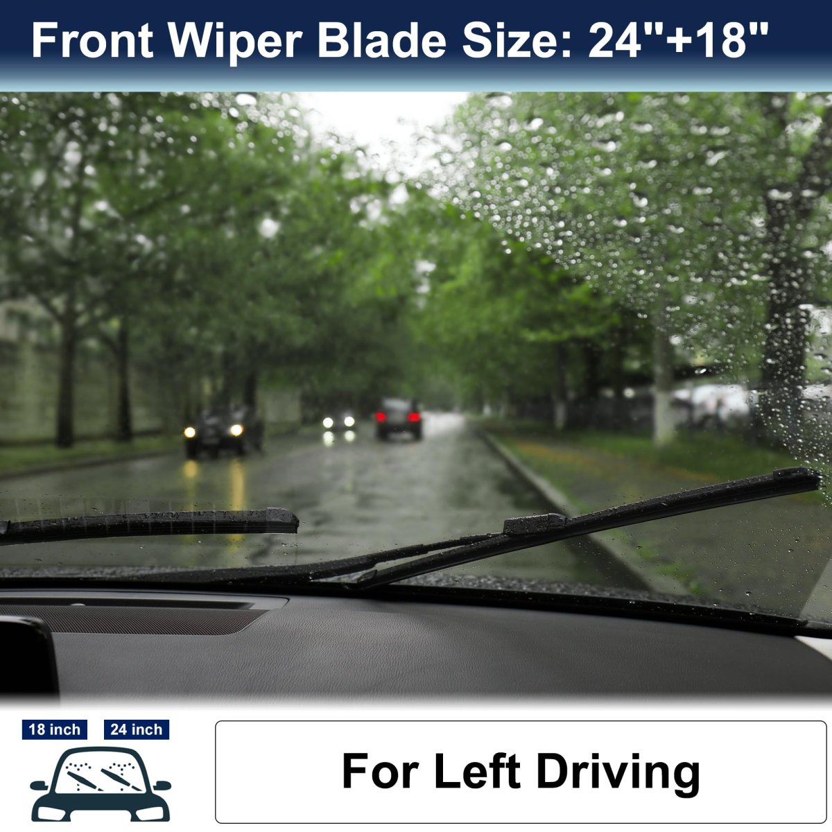 1 Pair 24 18 Front Windshield Wiper Blade For Mazda Cx-5 Cx-9 2017-2023 Windscreen Oe Replacement Set All-seasons Top-lock Not