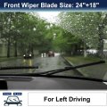 1 Pair 24 18 Front Windshield Wiper Blade For Mazda Cx-5 Cx-9 2017-2023 Windscreen Oe Replacement Set All-seasons Top-lock Not