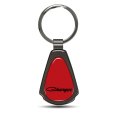 Dodge Charger Classic Teardrop Keychain Red Dome Dark Gunmetal Metal With Logo Graphic 2 13 In X 1 25 Modern Style Accessory