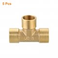 Uxcell Brass Tee Pipe Fitting 3 8 X Npt Way T-connector For Gas Transport Connect Pipelines 5pcs