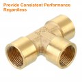 Uxcell Brass Tee Pipe Fitting 3 8 X Npt Way T-connector For Gas Transport Connect Pipelines 5pcs