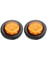 2 Pack Round Led Side Marker Clearance Lights Amber With Rubber Grommet Waterproof Universal Mount Trailer For Freightliner And 