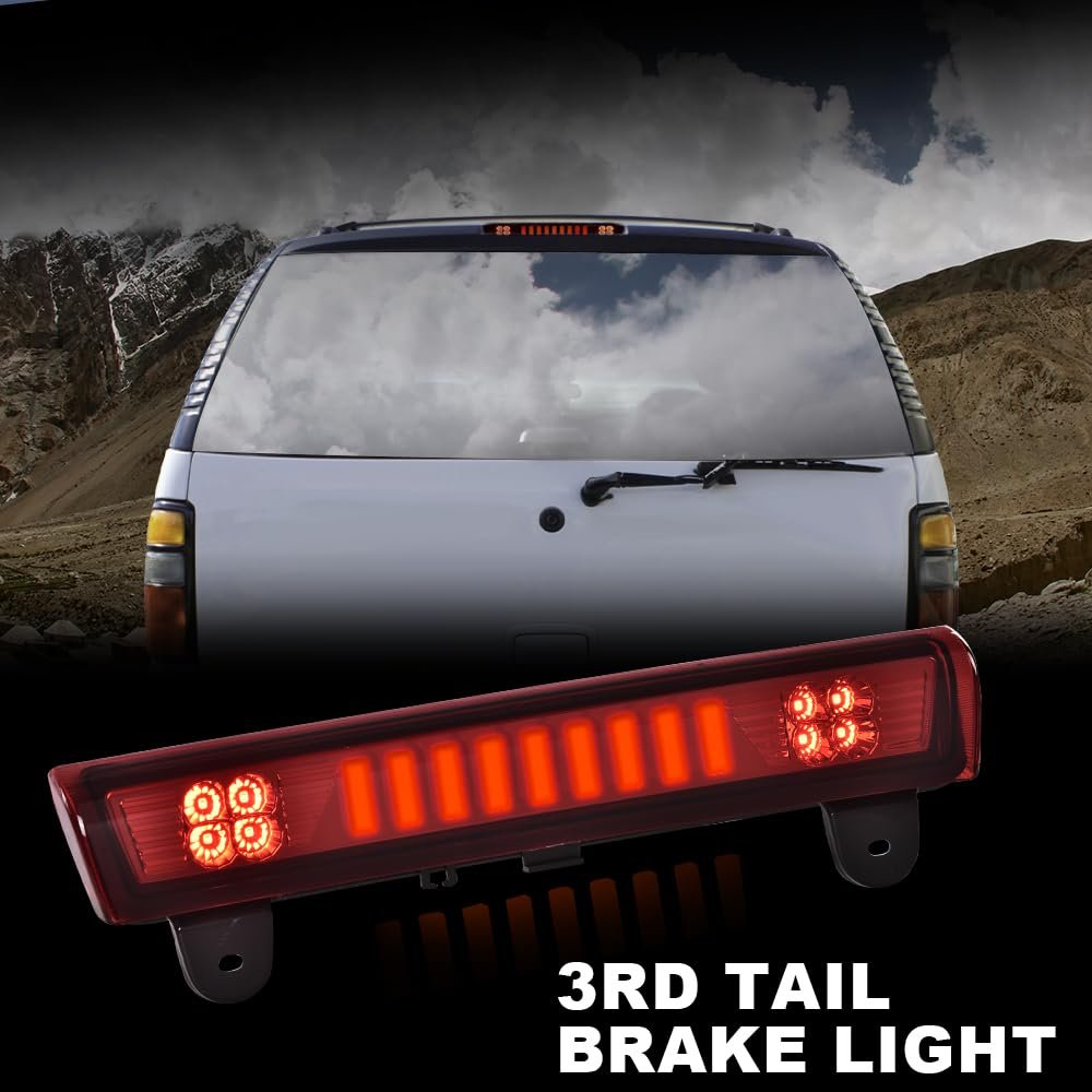 Rear Third 3rd Led Brake Light For 2000-2006 Chevy Suburban 1500 2500 Tahoe Gmc Yukon Xl 15170955 Red Lens Chrome Housing