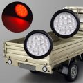 Astra Depot 2pcs Red 4 Round Led Brake Stop Tail Light Kit Grommet Wiring Plug Clear Lens For Ute Utv Rv Truck Long Vehicle 2x