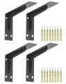 4 X Wall Shelf Brackets 240 145 Mm Solid Steel Monoblock Structure Matte Black Heavy Duty Supports Maximum Load 120 Kg Wd40595 