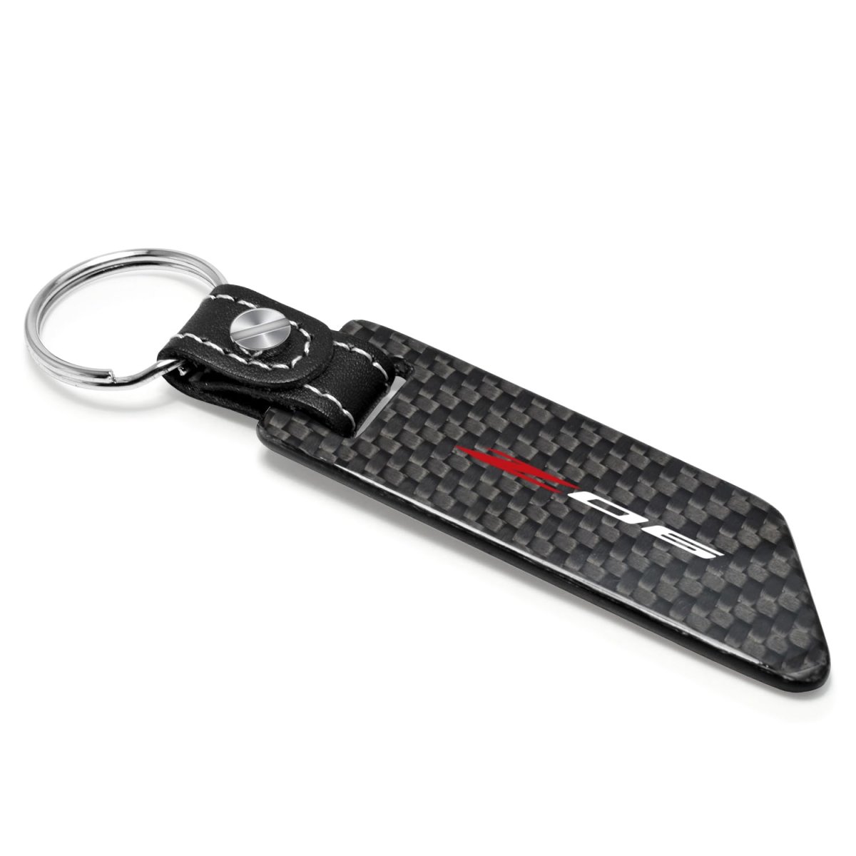 Chevrolet Corvette C8 Z06 Black Real Carbon Fiber Blade Style With Leather Strap Key Chain Keychain Official Licensed