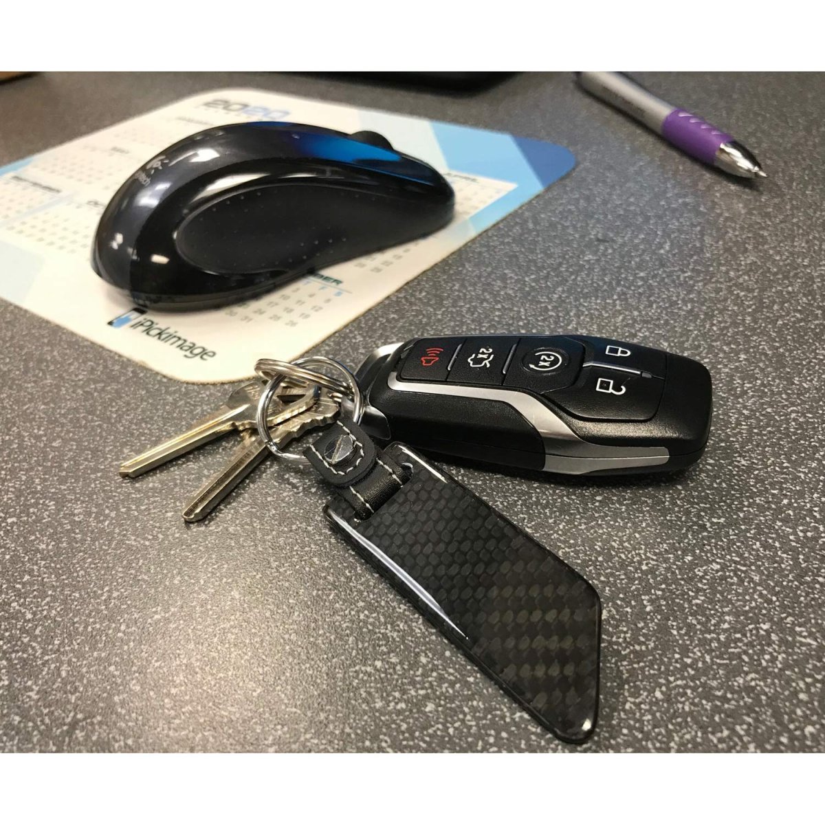 Chevrolet Corvette C8 Z06 Black Real Carbon Fiber Blade Style With Leather Strap Key Chain Keychain Official Licensed
