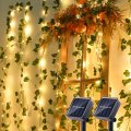 Brizled 2 Pack 33ft 100 Led Solar Fairy Lights With Artificial Ivy Leaves Plant Vine Outdoor String Hanging For Camping Party 