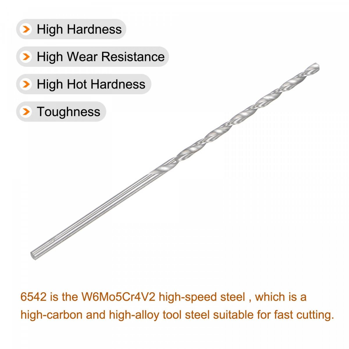 6542 High Speed Steel Straight Shank Twist Extra Long Drill Bit Uncoated 4 2mm Diameter 160mm Length