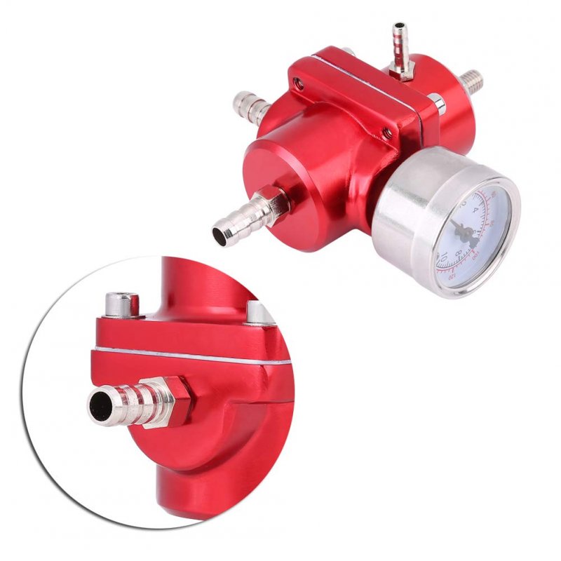 Universal Fuel Pressure Regulator Kit Gas Oil Injection With 0-140 Psi Gauge Adjustable Aluminum Red