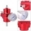 Universal Fuel Pressure Regulator Kit Gas Oil Injection With 0-140 Psi Gauge Adjustable Aluminum Red