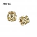 Uxcell Knurled Insert Nuts 50pcs M3 X 4mm L 5mm Od 3d Printing Brass Female Threadeds Heat Set Insert Embedment