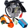 Glenparts 24mm 150cc Carburetor For Gy6 4 Stroke Engines Electric Choke Motorcycle Scooter 152qmj 157qmi With 6 Pin Racing Cdi