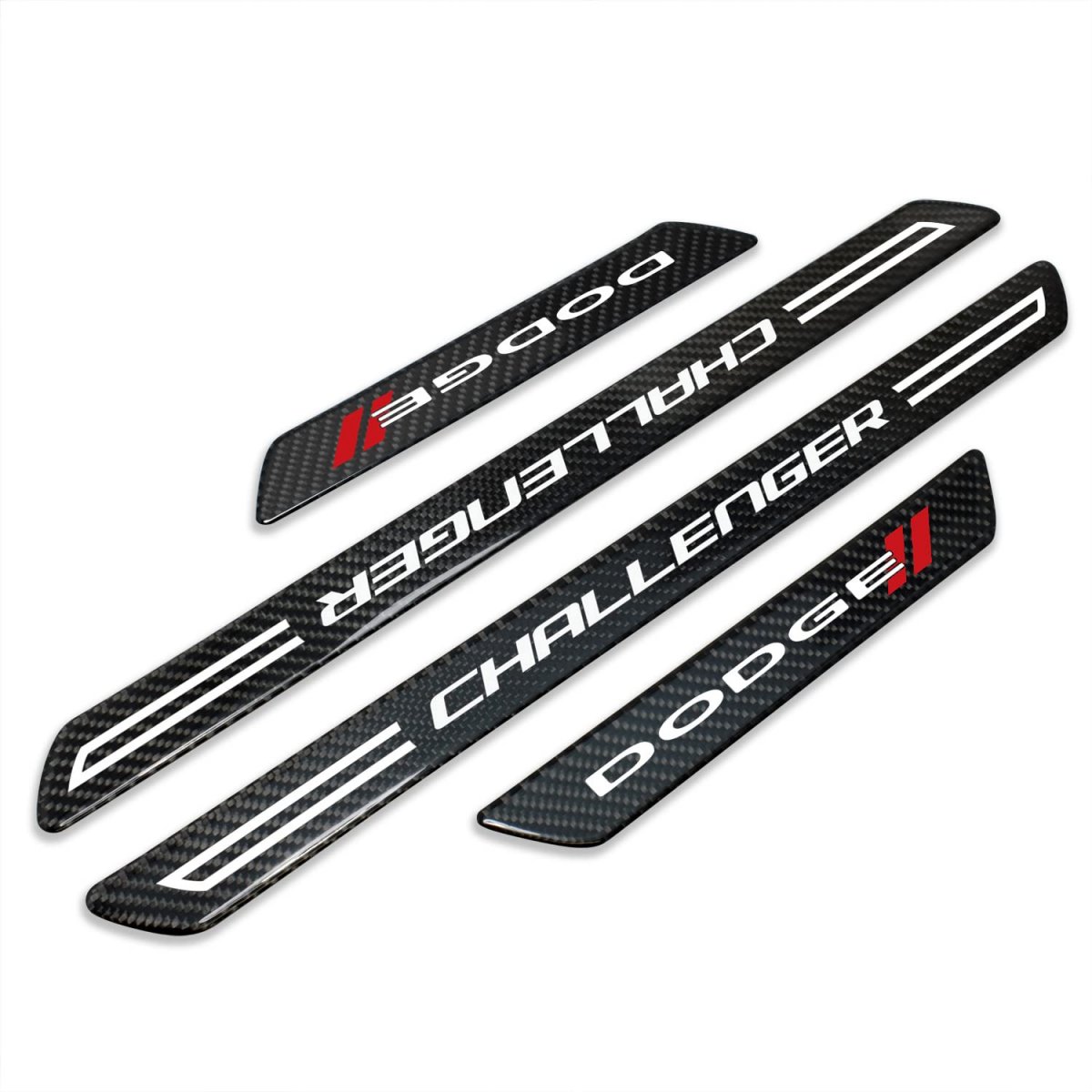 Dodge Challenger Black Real Carbon Fiber 4 Pcs Universal Car Door Sill Step Protector Kick Plates Set Of