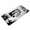 Ipick Image Compatible With Jeep Grill Logo On Beach Ocean Palm Trees Graphic Brush Silver Aluminum Front License Plate