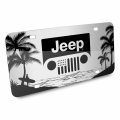 Jeep Grill Logo Beach Ocean Palm Trees Aluminum License Plate Silver 12 In X 6 Official Licensed Universal Fit For Car Suv