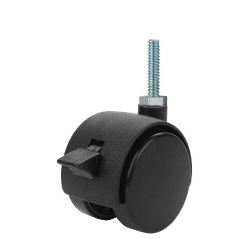 Twin Wheel Caster Solutions Twhn-40n-t03-bk-b 1 57 Diameter Nylon Hooded Brake 4-20 X Length Threaded Stem 67 Lb Capacity Range