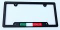 Italy Italia Flag Black Plastic Car License Plate Frame Domed Decal Insert