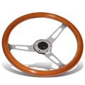 14 Inches Wood Grain Grip Vintage Steering Wheel 2 Deep Dish Stainless Steel Spoke W Horn Button 