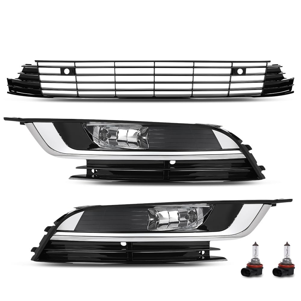 Front Bumper Grille Fog Lights Assembly Set For Volkswagen Cc 2013-2017 Vw2592125 Vw2593125 3c8941700941699 853 677g 3c8 854